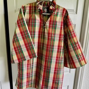 Brianna cannon L/XL NWT caftan dress plaid sparkle